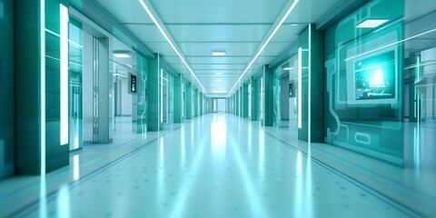 Fototapeta premium Blurred interior of hospital - abstract medical background