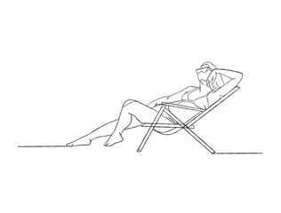 Fototapeta premium Continuous one line drawing of beautiful girl in swimsuit illustration. Vector illustration.