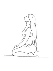 Continuous one line drawing of beautiful girl in swimsuit illustration. Vector illustration.