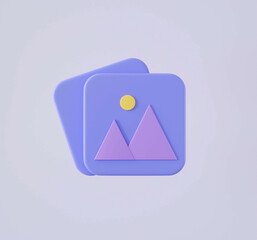 Blue picture file icon concept Isolated on background.photo,image,Gallery icon,jpg file and frame icon.3D rendering,illustration