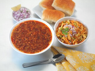 spicy and tasty indian snack misal pav