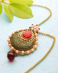 indian traditional gold and pearl necklace