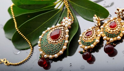 gold and pearl indian traditional festive jewellery