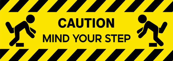 Caution vector sign. Mind your step sign