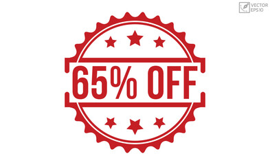 Obraz premium 65% Off Red Rubber Stamp vector design.