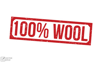 100% Wool grunge rubber stamp vector illustration on white background. 100% Wool grunge rubber stamp.