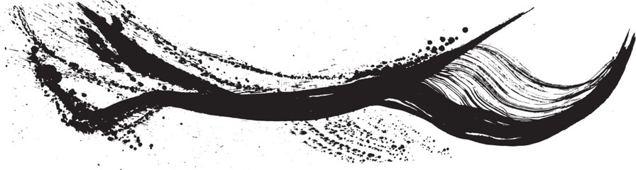 波　波しぶき　手書きの毛筆イラスト