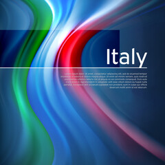 Italy abstract flag background. Blurred pattern of light colors lines of the italian flag in blue sky, business brochure design. State banner, italy poster, patriotic flyer, cover. Vector