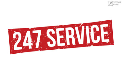 247 Service grunge rubber stamp on white background. 247 Service Rubber Stamp.