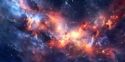 Fototapeta premium Colorful space galaxy cloud nebula. Stary night cosmos. Universe science astronomy. Supernova background wallpaper