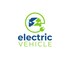 Electric Car charging station logo. Electric Car sign button. Eco Car transport. Car energy power charge.