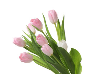 Beautiful bouquet of tulips isolated on white