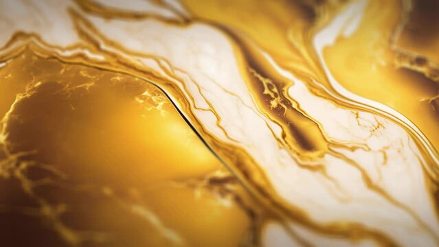 Luxury Gold and White Marble stone background texture. Slow panoramic camera motion, macro with deep focus (blur). High detailed 4K video.  Pattern texture surface panning background. 