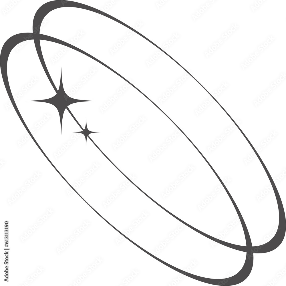 Wall mural aesthetic shape with stars. minimal shape in lines with sparkles. abstract modern geometric boho. y2
