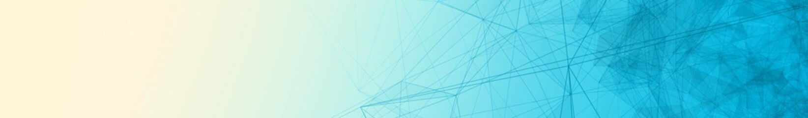 Blue white gradient web banner background. Fantasy abstract technology, engineering and science backplate with particles and plexus connected lines. Wireframe 3D illustration and copy space