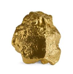One beautiful gold nugget on white background