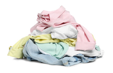 Pile of colorful clothes isolated on white