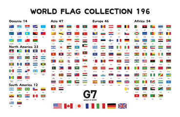 Fototapeta na wymiar 手描きのかわいい世界の国旗一覧・G7