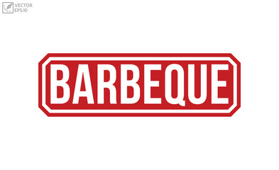 Barbeque Red Rubber Stamp vector design.