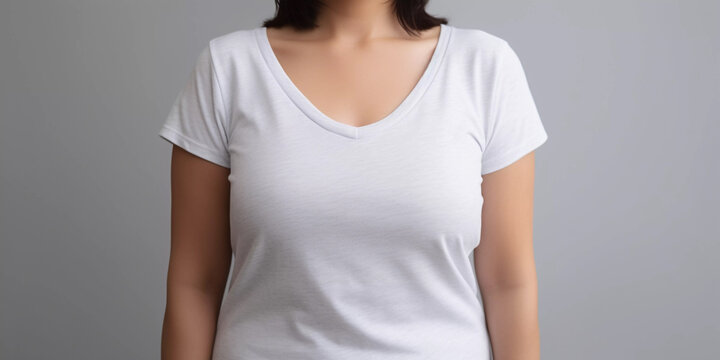 Close up of woman's top, neutral color, studio, blank template, Generative AI