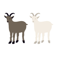 set of silhouettes of goat