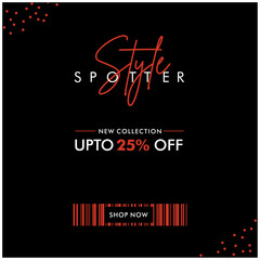Style Spotter, Sale Fashion Template, 25 Percent Off, Shop Now, Discount Poster vector