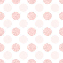 Vector Seamless decorative elegant pattern with cute green, pink and blue cartoon pom poms. Print for textile, wallpaper, covers, surface. Retro stylization. For fashion fabric.