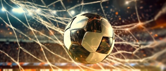The soccer ball flew into the goal, and now it is in the goal net. generative AI.