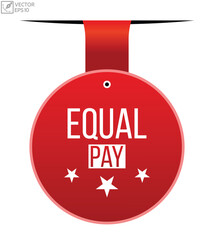 Equal pay message on ribbon banner. Vector illustration.
