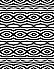 black and white seamless pattern geometric arts curve zigzag striped diamond design texture element print tile damask monochrome line pattern.