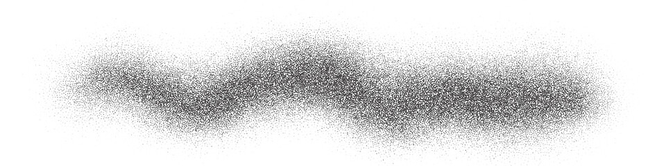 Noise effect with grain texture. Shape with grain gradient and stipple shadow. Dotted wave of paint. Grunge line.