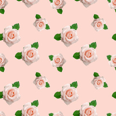 Cute pink rose seamless pattern background