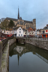 View of the town of Amiens with the gothic cathedral