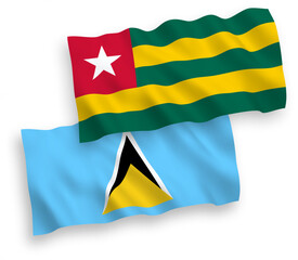 Flags of Togolese Republic and Saint Lucia on a white background