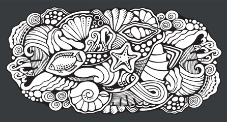 abstract background. cartoon marine doodle banner or card. template for invitation