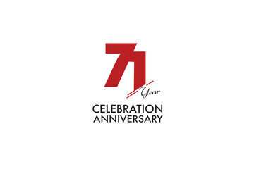 71th, 71 years, 71 year anniversary with red color isolated on white background, vector design for celebration vector