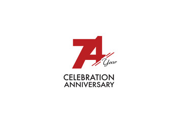 74th, 74 years, 74 year anniversary with red color isolated on white background, vector design for celebration vector