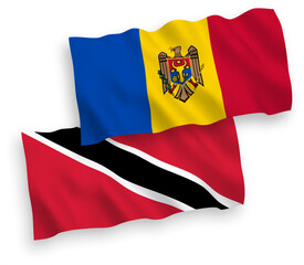 Flags of Republic of Trinidad and Tobago and Moldova on a white background