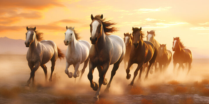 horse running wall painting, generative ai