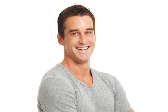 Man, happy portrait and face with a smile, pride and casual fashion isolated on a transparent, png background. Confident, headshot and handsome male model person from Australia with positive mindset