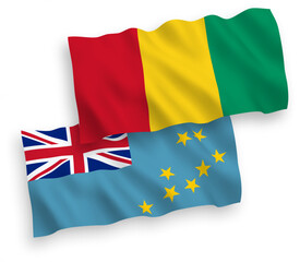 Flags of Tuvalu and Guinea on a white background