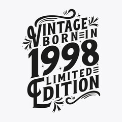 Fototapeta premium Vintage Born in 1998, Born in Vintage 1998 Birthday Celebration