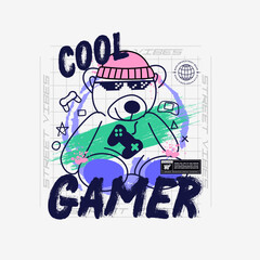 cool gamer slogan Graphic Design for streetwear and urban style t-shirts ,hoodies,illustration vector.
