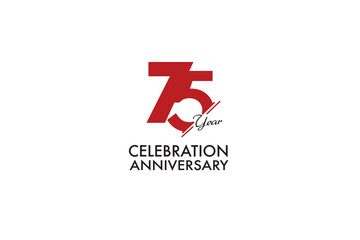 75th, 75 years, 75 year anniversary with red color isolated on white background, vector design for celebration vector