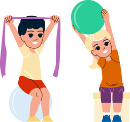 physical therapy kid vector. physio rehabilitation, physiotherapist health, young care, boy patient, therapist injury physical therapy kid character. people flat cartoon illustration - obrazy, fototapety, plakaty