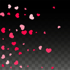 Hearts Confetti Falling Background. St. Valentine's Day pattern. Romantic Scattered Hearts Design Element. Love. Sweet Moment. Gift. Cute Element of Design for Sales or Celebration.