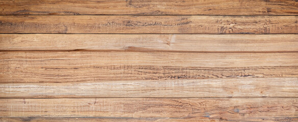Panorama long and big file of natural rustic teak wood wall background for vintage design and grunge textured hardwood timber surface usage