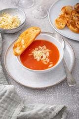Greek tomato soup with orzo pasta
