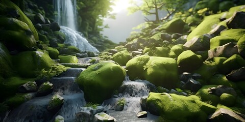 Obraz na płótnie Canvas Beautiful waterfall Created with Generative AI