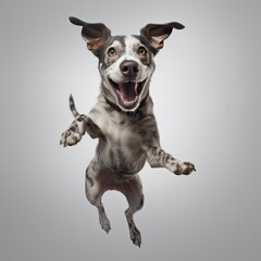 Indie dog, happy, playful, full body, jump